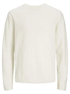 JACK & JONES - MAGLIA GIROCOLLO BIANCA A MANICA LUNGA