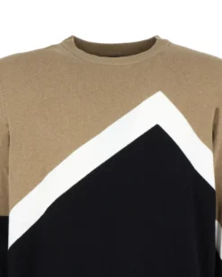 JACK&JONES - MAGLIA PULLOVER MANICHE LUNGHE BEIGE E NERO