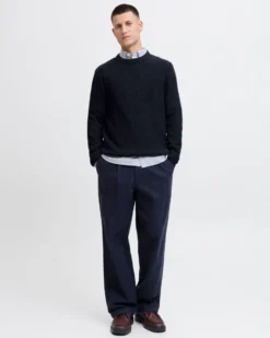 JACK&JONES - MAGLIONE GIROCOLLO BLU  DA UOMO