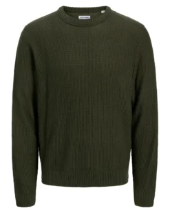 JACK&JONES - MAGLIONE GIROCOLLO VERDE DA UOMO
