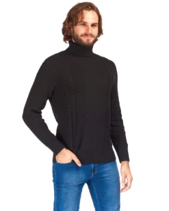 JACK&JONES - MAGLIONE UOMO A COLLO ALTO NERO