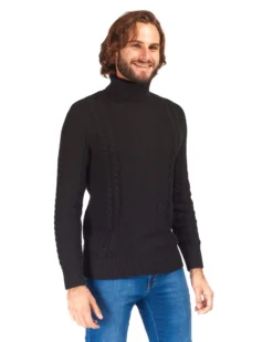 JACK&JONES - MAGLIONE UOMO A COLLO ALTO NERO