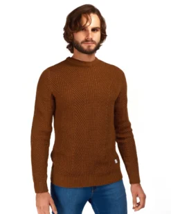 JACK&JONES - MAGLIONE UOMO MARRONE A GIROCOLLO