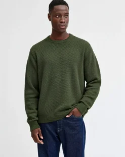 JACK&JONES - PULLOVER GIROCOLLO VERDE DA UOMO