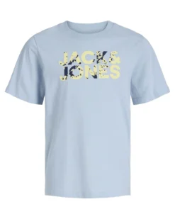 JACK&JONES - Tshirt azzurra junior Spalsh con logo frontale - 12270161
