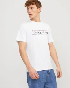 JACK&JONES T-SHIRT BIANCA DA UOMO IN COTONE