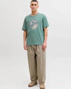 JACK&JONES - Tshirt manica corta honolulu verde salvia con stampa