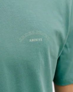 JACK&JONES - Tshirt manica corta college verde salvia con logo
