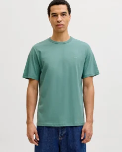 JACK&JONES - Tshirt manica corta college verde salvia con logo