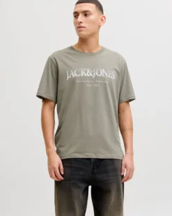 JACK & JONES - TSHIRT MANICA CORTA TAUPE DA UOMO
