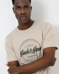JACK&JONES - Tshirt manica corta college nera con logo