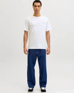 JACK&JONES - Tshirt manica corta college bianca con logo