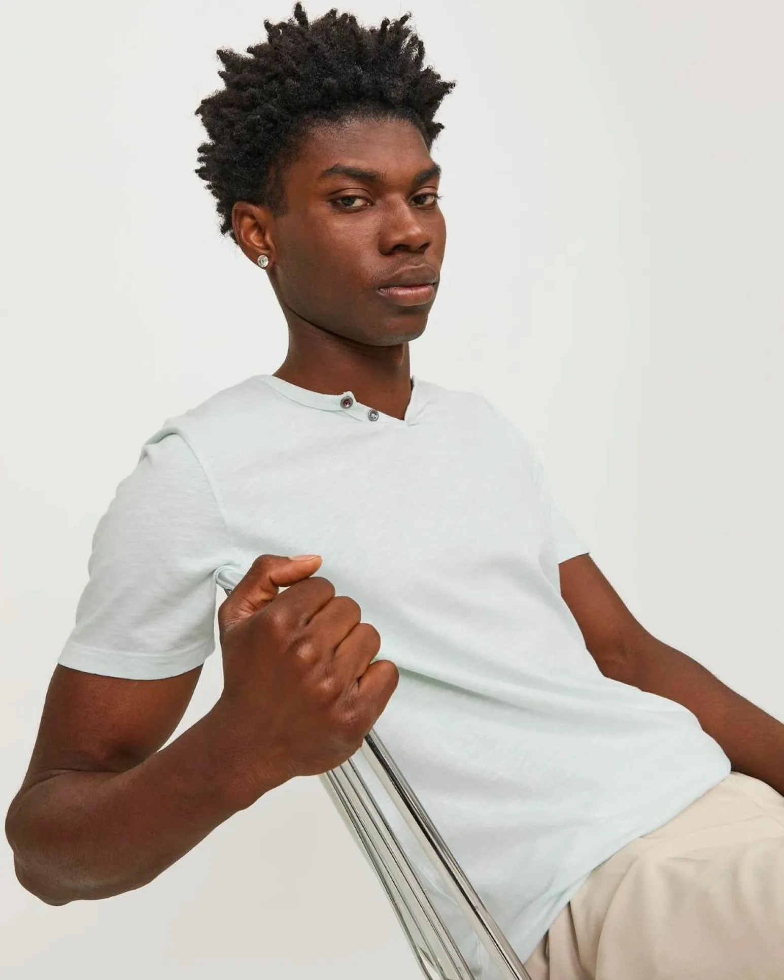 JACK&JONES T-SHIRT UOMO VERDE CHIARO IN COTONE