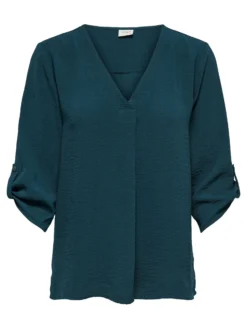 JACQUELINE de YONG - CAMICIA DONNA PETROLIO CON SCOLLO A V