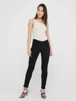 JACQUELINE de YONG - JEANS SKINNY NERO ELASTICIZZATO 5 TASCHE