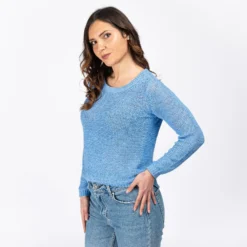 JACQUELINE de YONG - MAGLIA DONNA PULLOVER DI FILO CELESTE