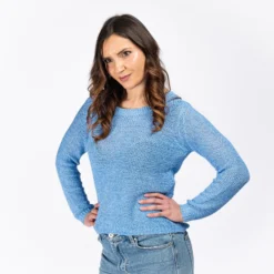 JACQUELINE de YONG - MAGLIA DONNA PULLOVER DI FILO CELESTE