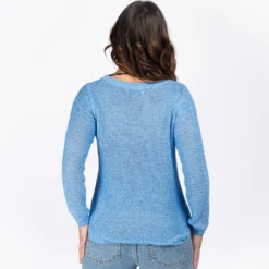 JACQUELINE de YONG - MAGLIA DONNA PULLOVER DI FILO CELESTE