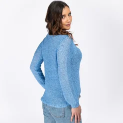 JACQUELINE de YONG - MAGLIA DONNA PULLOVER DI FILO CELESTE