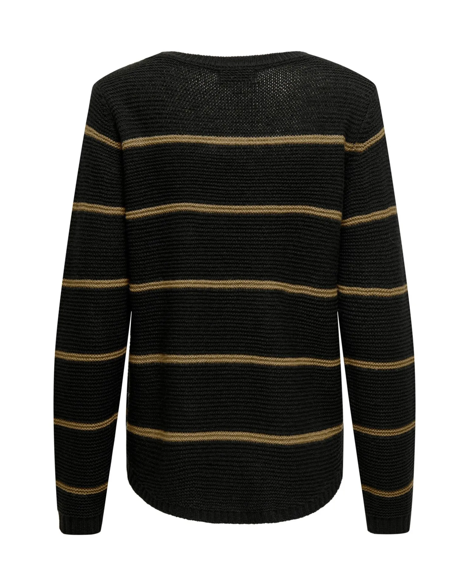 JACQUELINE DE YONG - MAGLIA GIROCOLLO NERA CON RIGHE MARRONI