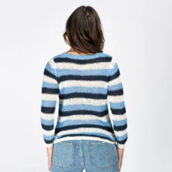 JACQUELINE de YONG - MAGLIA PULLOVER DI FILO A RIGHE BLU E BIANCO