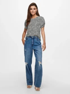 JACQUELINE DE YONG - TSHIRT MACULATA MEZZA MANICA