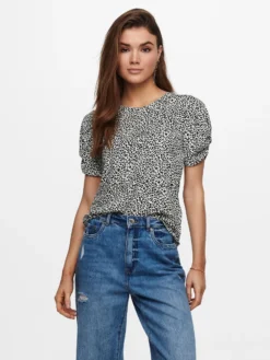 JACQUELINE DE YONG - TSHIRT MACULATA MEZZA MANICA