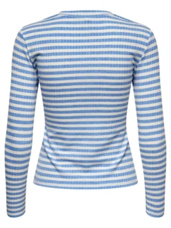 JACQUELINE de YONG - T-SHIRT MANICA LUNGA A RIGHE AZZURRE E BIANCHE