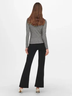 JACQUELINE de YONG - T-SHIRT MANICA LUNGA A RIGHE NERE E BIANCHE
