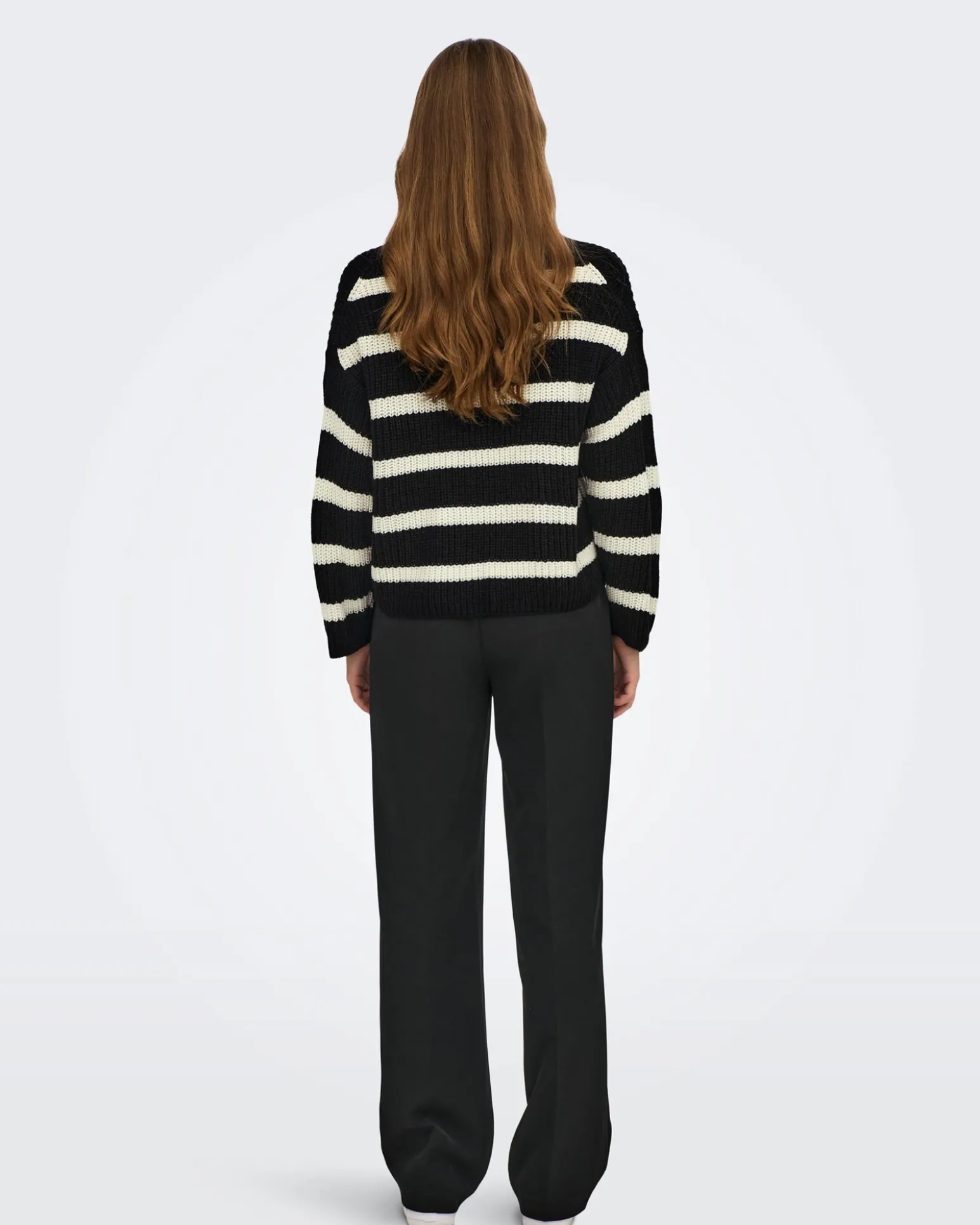 JACQUELINE - MAGLIA PULLOVER A RIGHE BEIGE E BIANCO