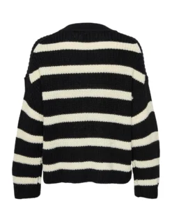 JACQUELINE - MAGLIA PULLOVER A RIGHE BEIGE E BIANCO