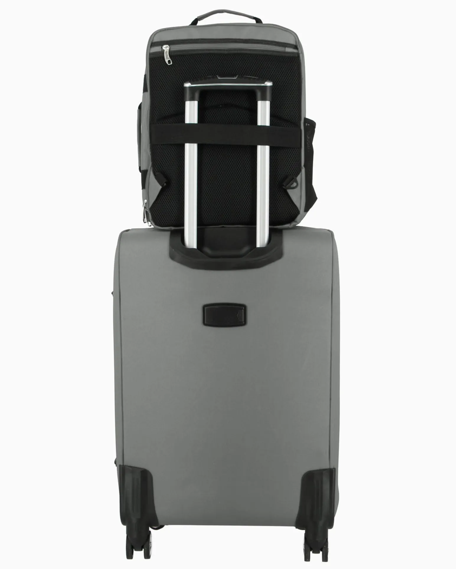 JAGUAR - TROLLEY GRIGIO IN TESSUTO CON DOPPIA TASCA FRONTALE, COMBINAZIONE TSA E 4 RUOTE