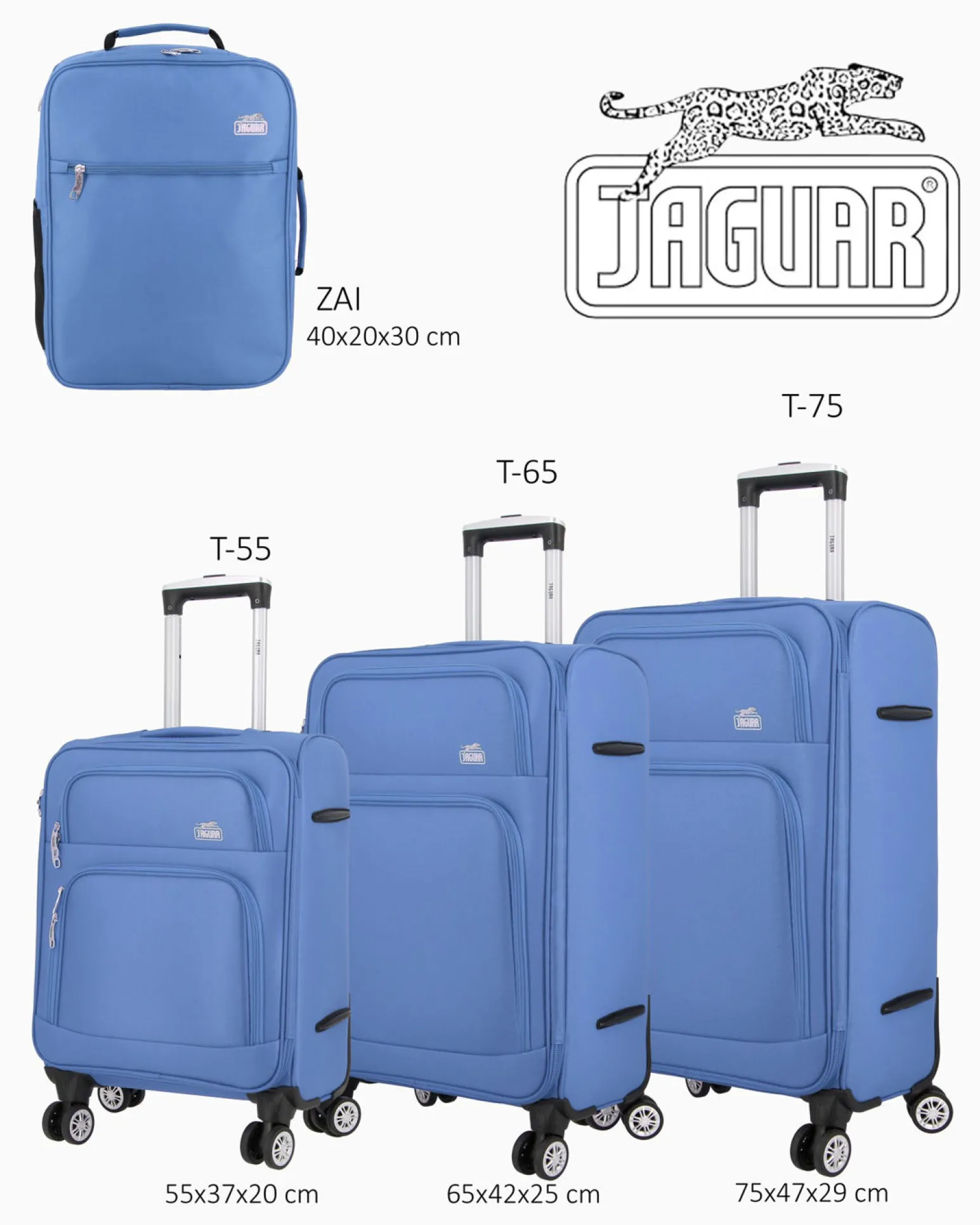 JAGUAR - TROLLEY JEANS IN TESSUTO CON DOPPIA TASCA FRONTALE, COMBINAZIONE TSA E 4 RUOTE