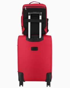 JAGUAR - TROLLEY ROSSO IN TESSUTO CON DOPPIA TASCA FRONTALE, COMBINAZIONE TSA E 4 RUOTE
