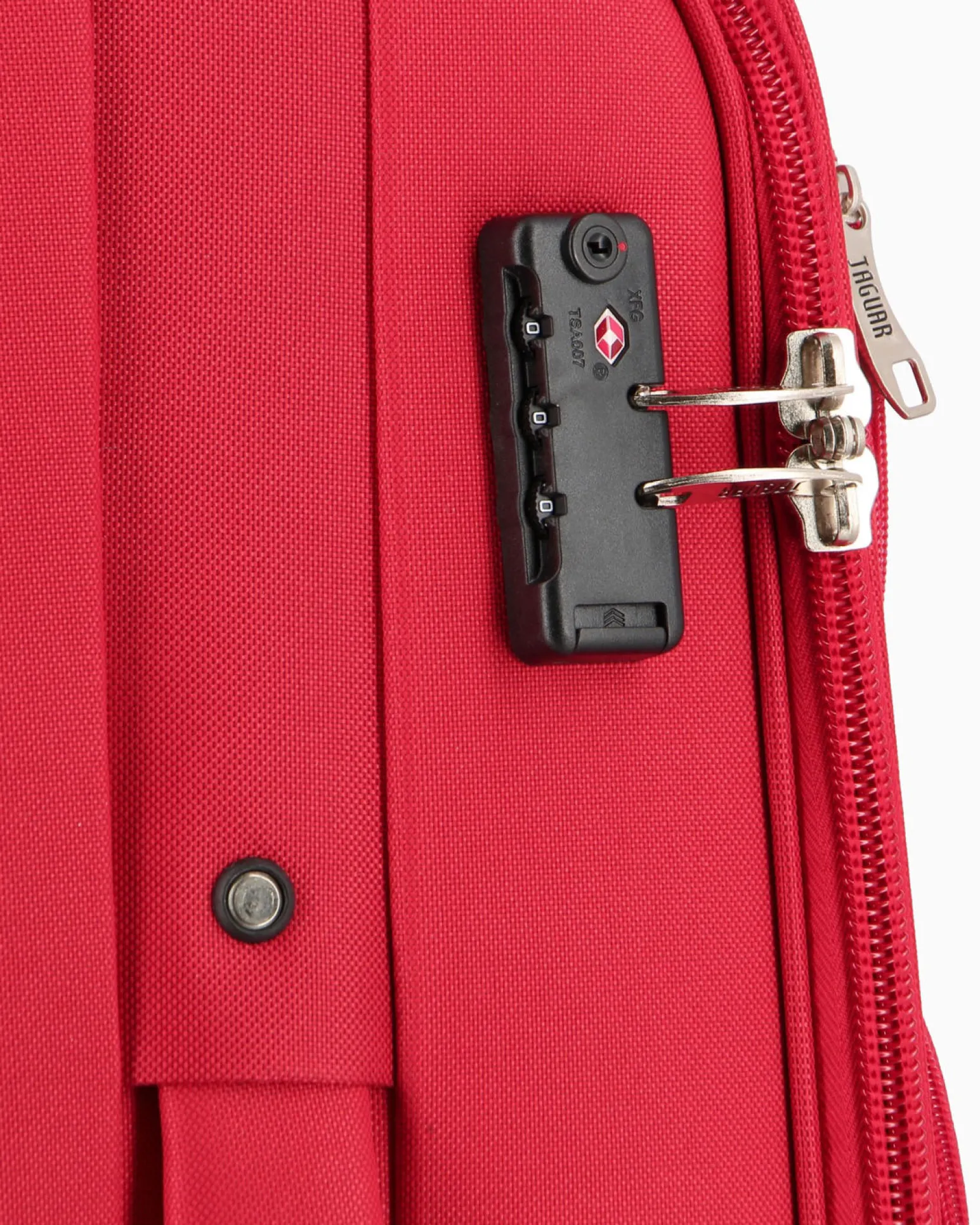 JAGUAR - TROLLEY ROSSO IN TESSUTO CON DOPPIA TASCA FRONTALE, COMBINAZIONE TSA E 4 RUOTE