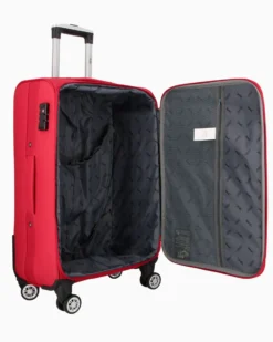 JAGUAR - TROLLEY ROSSO IN TESSUTO CON DOPPIA TASCA FRONTALE, COMBINAZIONE TSA E 4 RUOTE