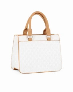 JUST GOLF - Borsa a mano beige loggata con patta e tasca frontali, tracolla removibile
