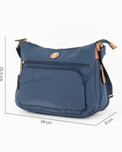 JUST GOLF - Borsa blu con doppia tasca frontale, manico regolabile e cerniera ad espansione