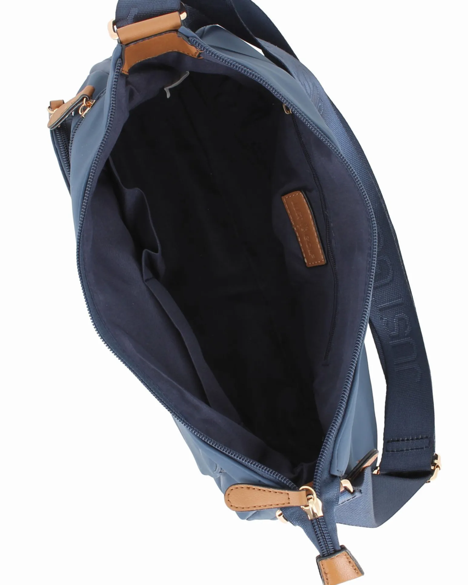 JUST GOLF - Borsa blu con doppia tasca frontale, manico regolabile e cerniera ad espansione