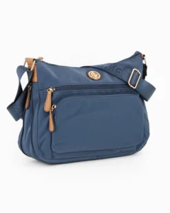JUST GOLF - Borsa blu con doppia tasca frontale, manico regolabile e cerniera ad espansione