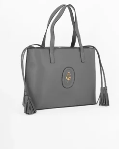 JUST GOLF - Borsa due manici grigia con logo frontale e chiusura a coulisse