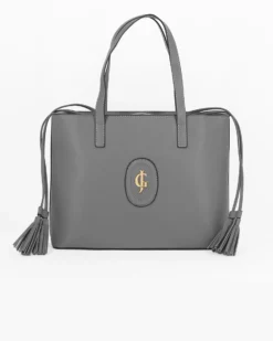 JUST GOLF - Borsa due manici grigia con logo frontale e chiusura a coulisse