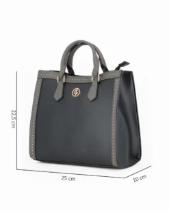 JUST GOLF - Borsa due manici nera/grigia con borchie e tracolla removibile