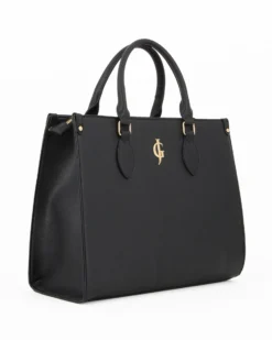 JUST GOLF - Borsa due manici nera con stampa sigle colorate e tracolla removibile