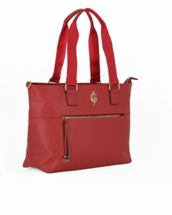 JUST GOLF - Borsa shopping rossa con tasca frontale e tracolla removibile