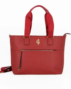 JUST GOLF - Borsa shopping rossa con tasca frontale e tracolla removibile