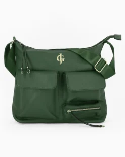 JUST GOLF - Borsa verde con tre tasche frontali e tracolla regolabile