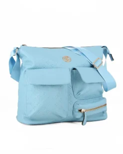 JUST GOLF - Tracolla azzurra loggata con con tre tasche frontali