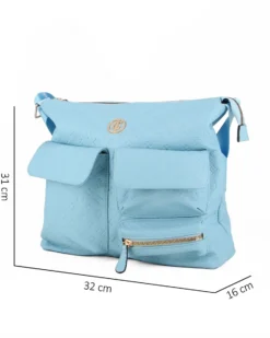 JUST GOLF - Tracolla azzurra loggata con con tre tasche frontali