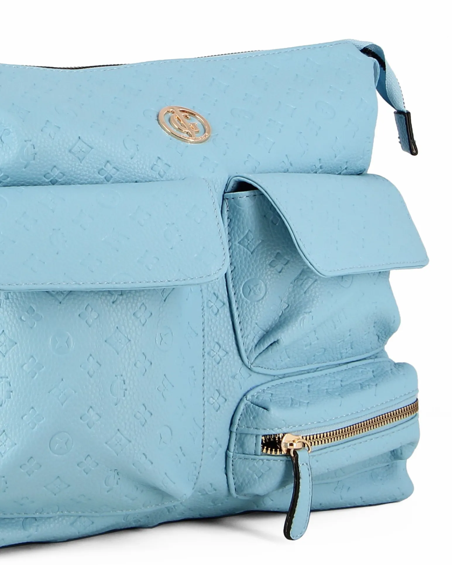 JUST GOLF - Tracolla azzurra loggata con con tre tasche frontali